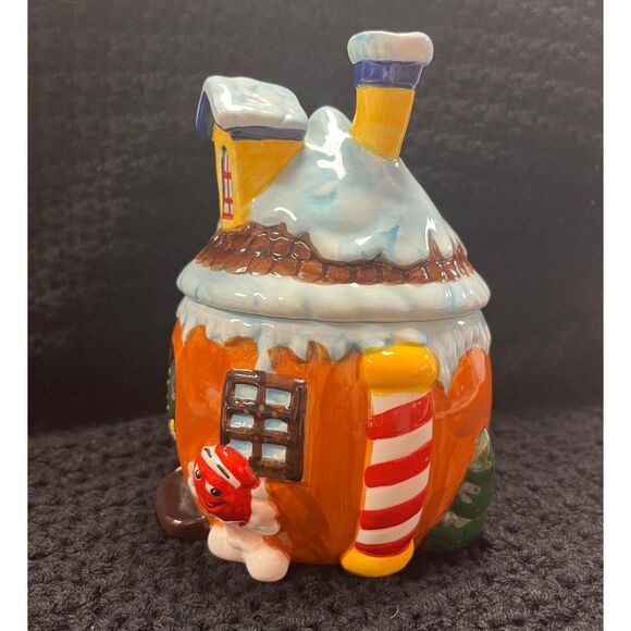 2008 M&M's Collectible Christmas Ceramic Round Chalet House Candy Dish Treat Jar - Picture 2 of 12